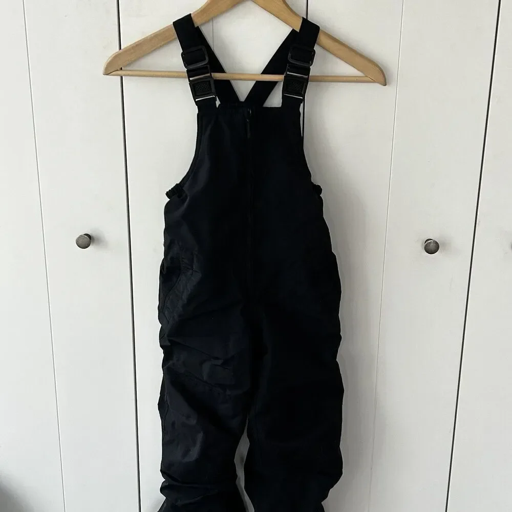 Lands' End Snow Pants Overalls Size 4 Black Grow-A-Longs Ski Outdoors Sled